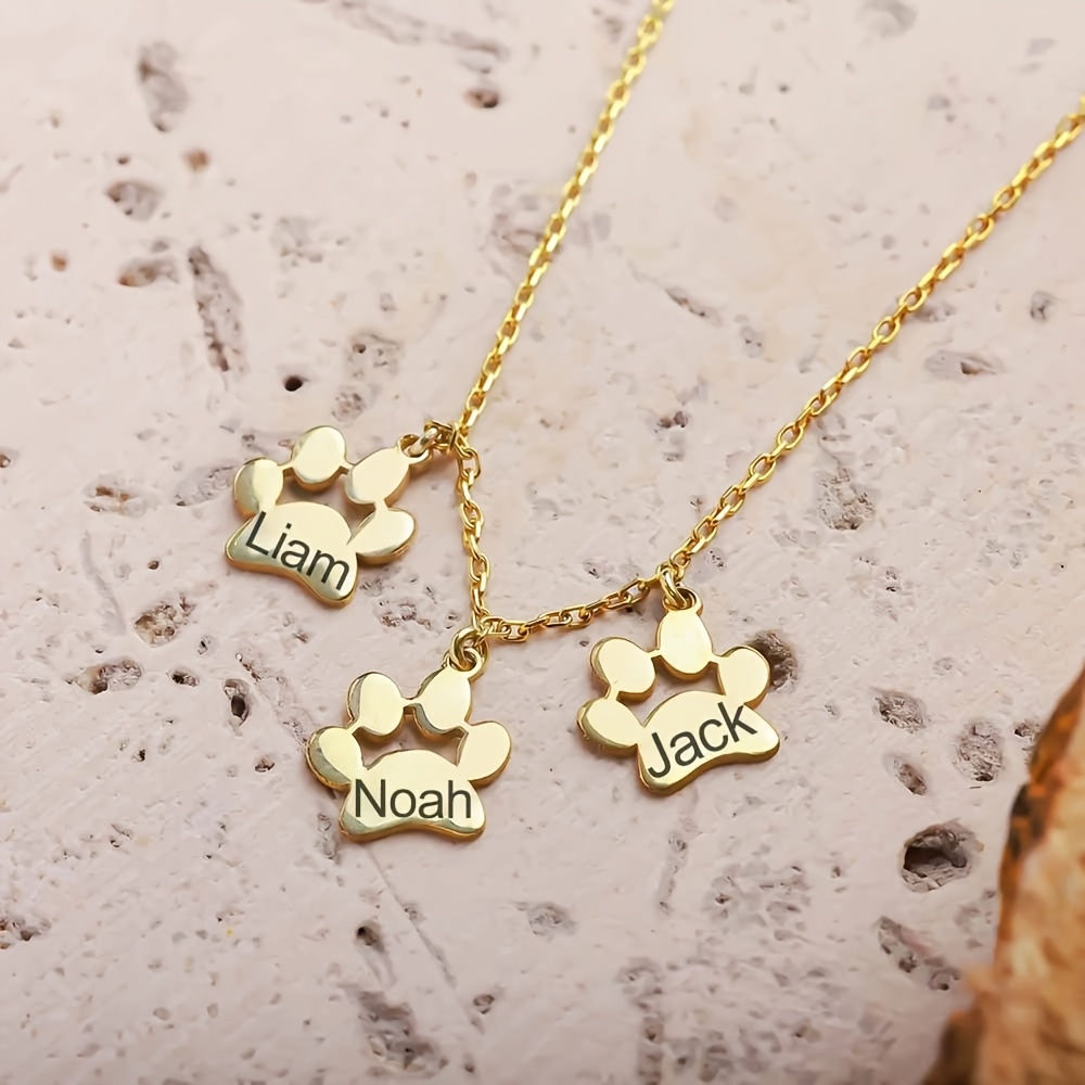 Personalized Women's Pendant Necklace, 18K Gold Plated Cat Claw Charm
